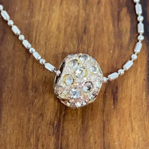 18k white gold plated necklace with disco ball - Picture 1 of 2